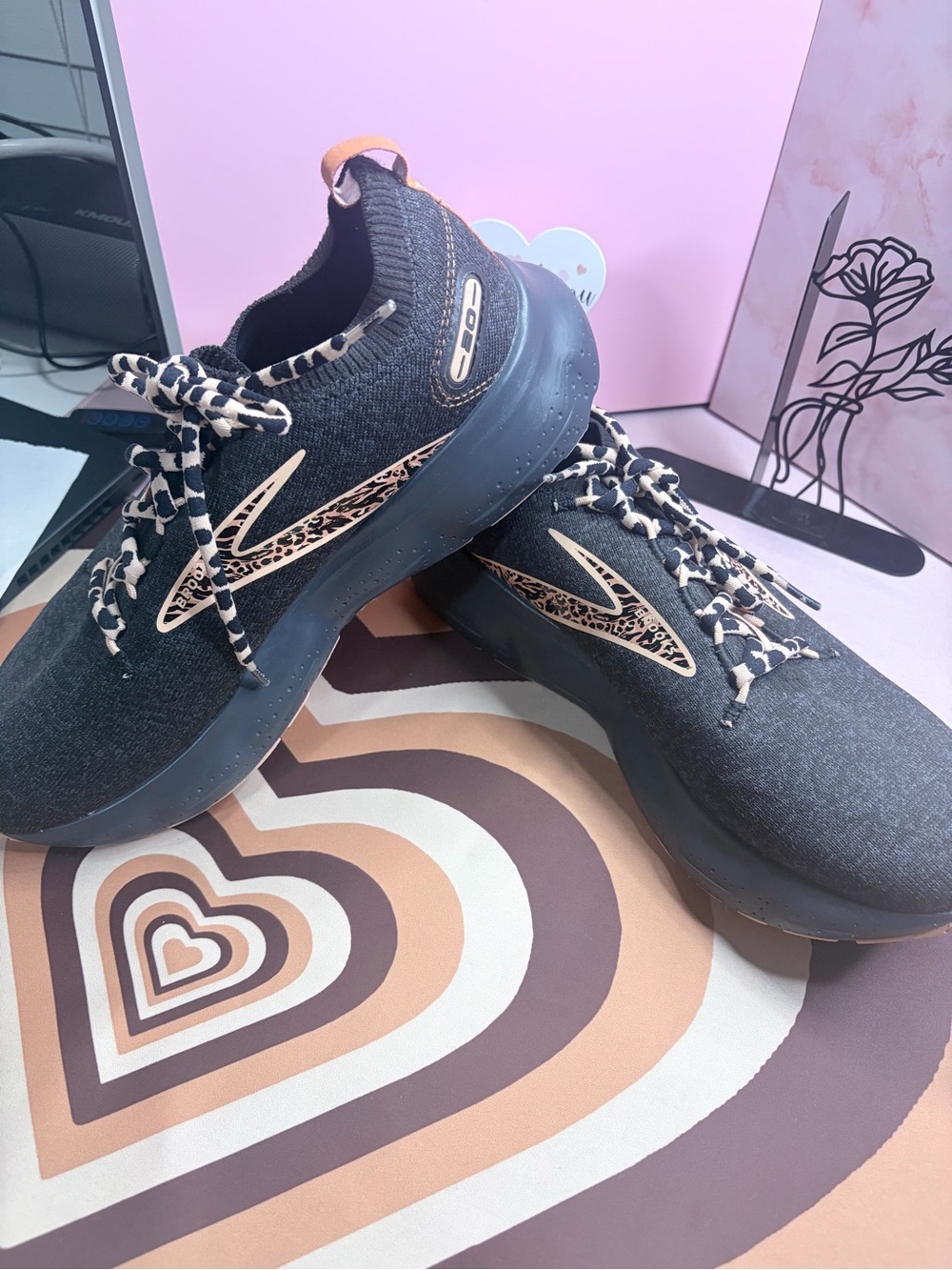 Women’s Black Knit Sneakers  Brooks-with Blush Accentsr